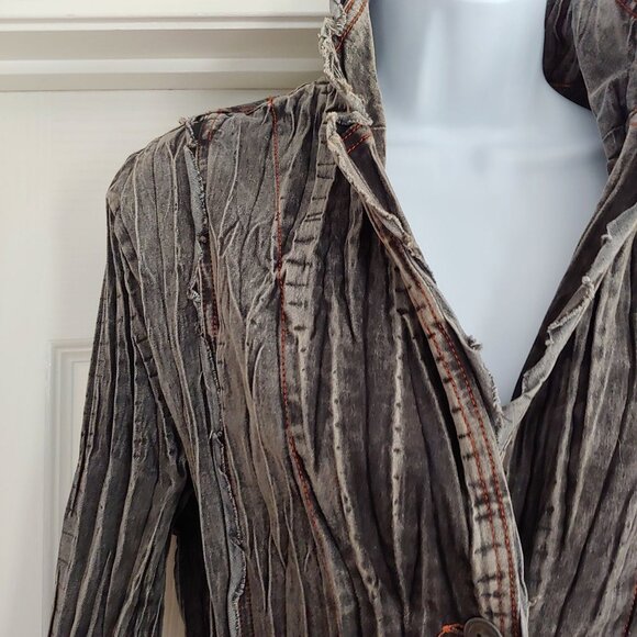 Womens Crepe Faded Grunge Rocker Steampunk Regency Victorian Vampire Shirt L - Picture 3 of 14